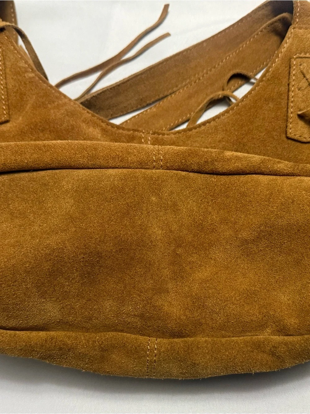 Fringe Suede Shoulder Bag in Tan